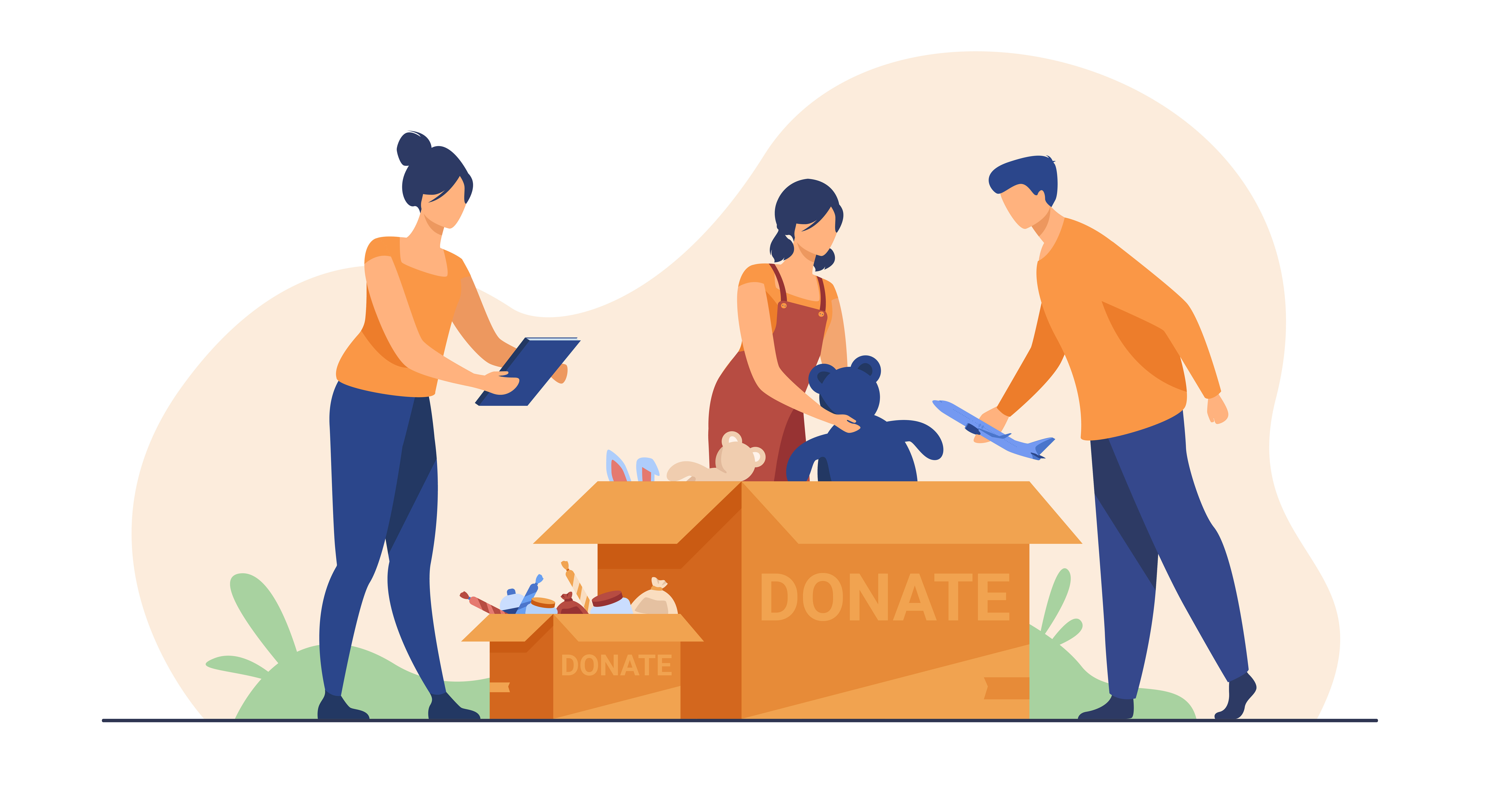 Likes helping. Волонтеры упаковывают в коробки вектор. Donation illustration. Help people volunteering Flashcard. Goodwill or Charity.