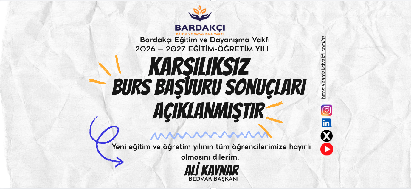 Üniversite Öğrencilerimize vakfımız tarafından her yıl verilen burs sonuçları açıklanmıştır.